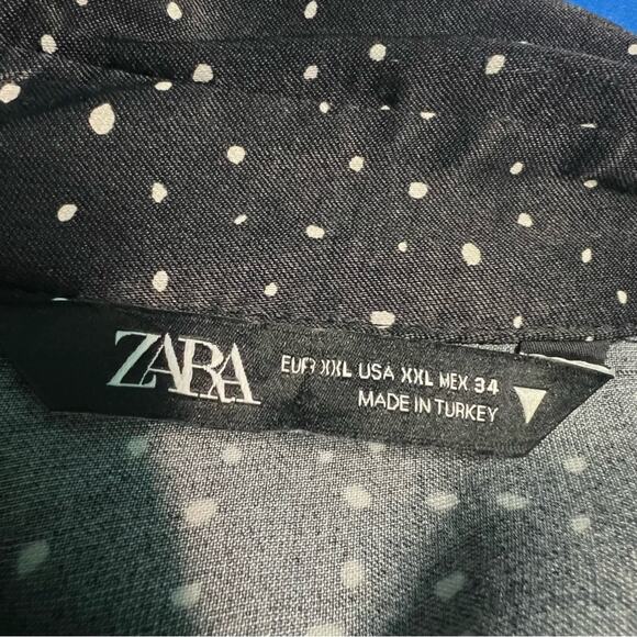 Zara XXL Long Sleeve Satin Polka Dot‎ Wrap Shirt Viscose Blend - Picture 10 of 12